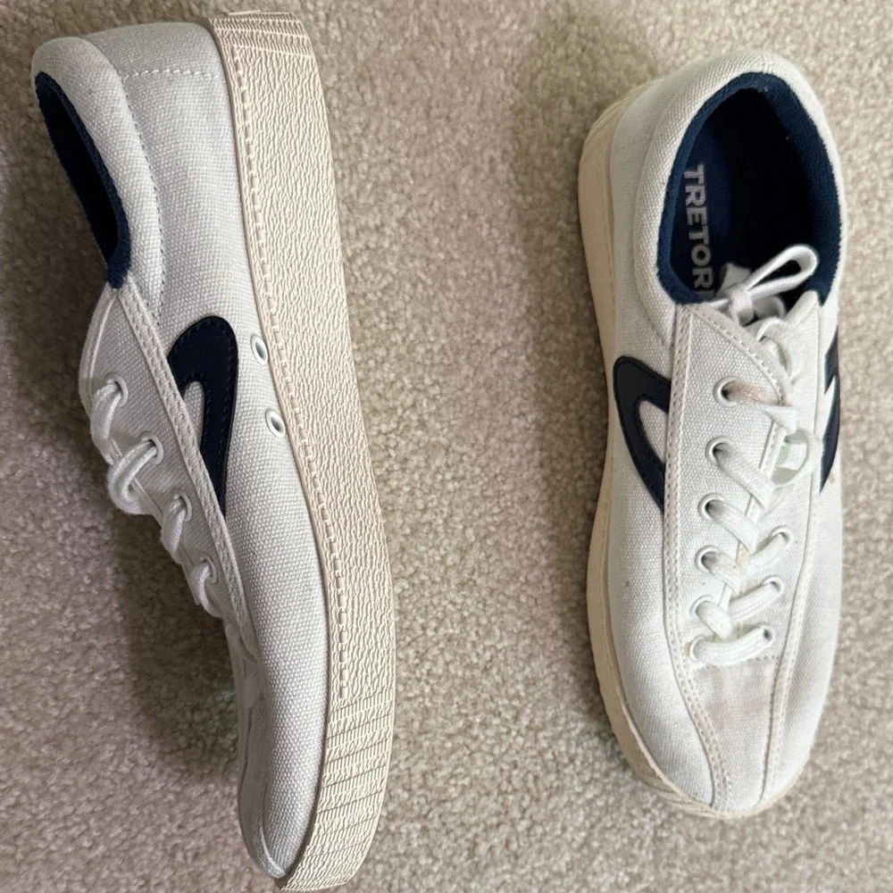 Tretorn White Canvas Sneakers with Black Accents - Picture 2 of 4